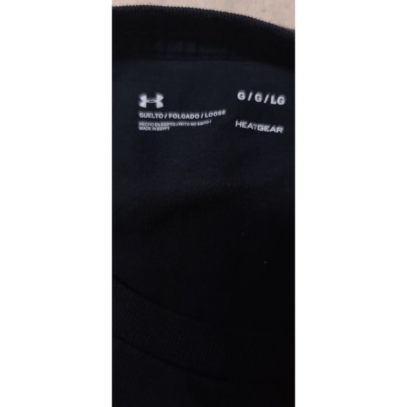 Under Armour Heat Gear Large Black BIG LOGO Spell Out Long Sleeve Crew T- Shirt - Picture 11 of 11
